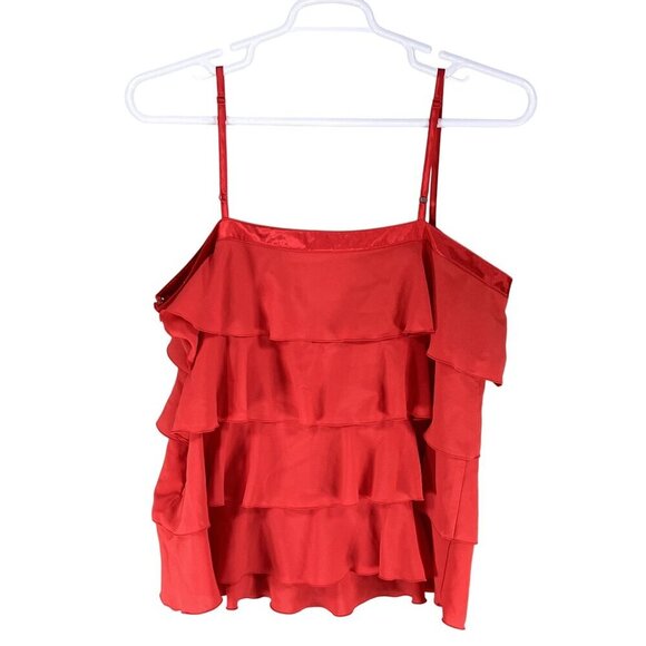 Old Navy Tiny Fit Womens 2X Red Silky Tiered Ruffle Camisole Satin Beachy Top - Picture 7 of 12